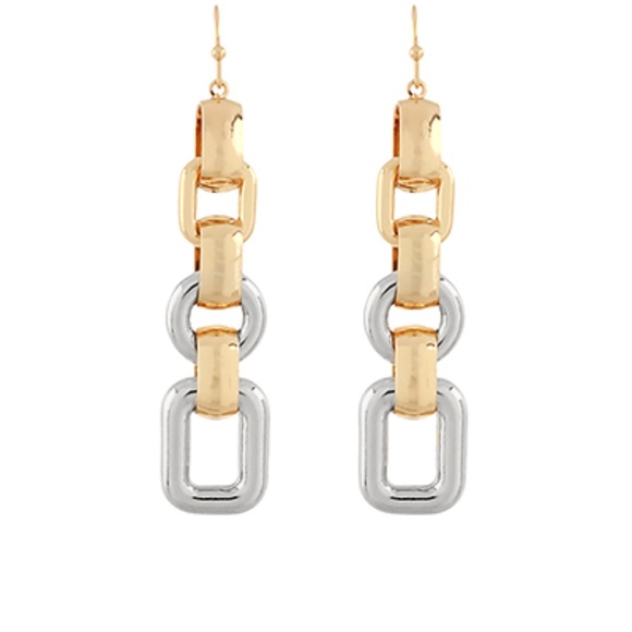 Oval & Circle Linked Drop Earrings - Picture 2 of 2